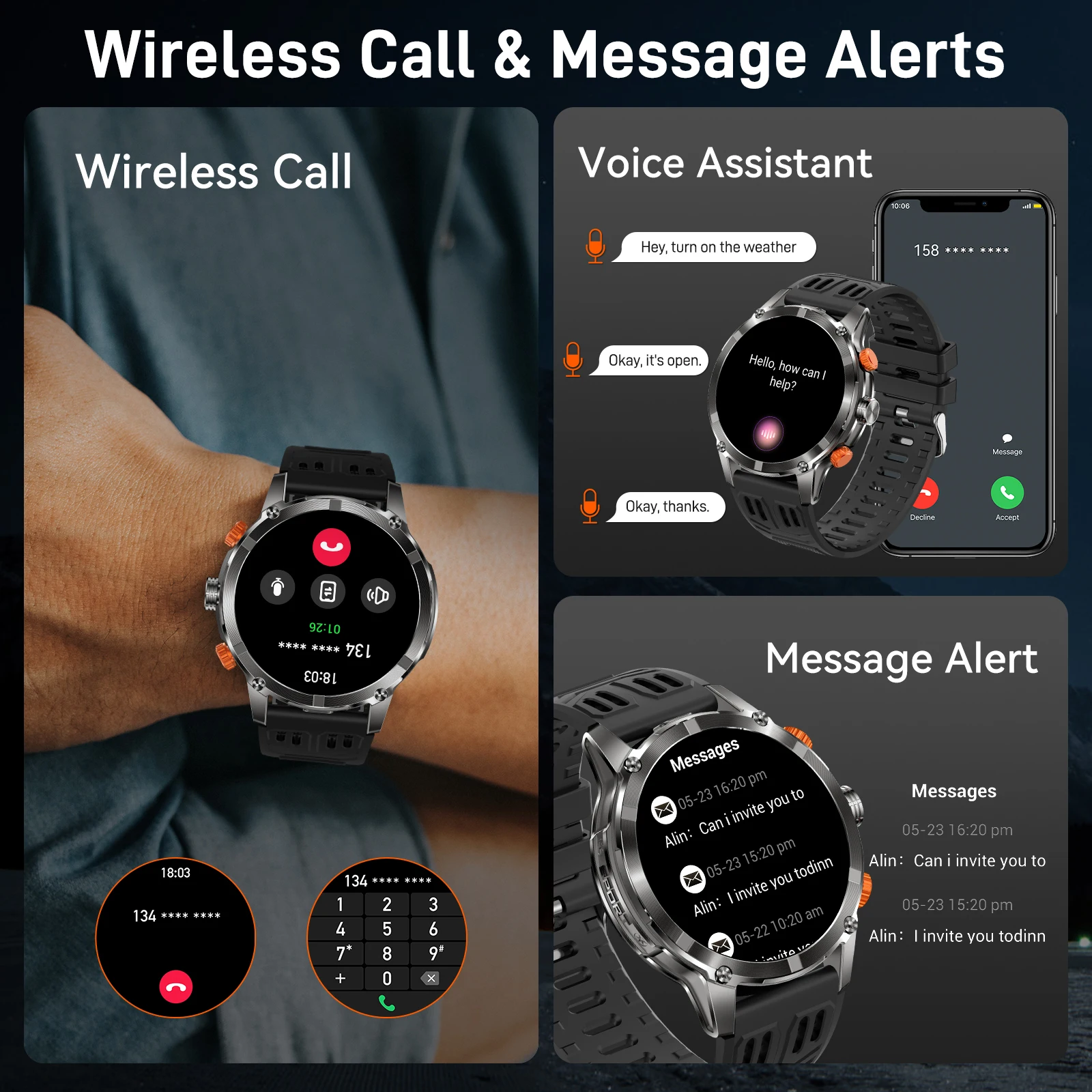 LaNikar 2025 Smart Watch IP67 Waterdicht Origineel Ontwerp Sporthorloge Met Kalender En Hoogte Barometer LED Zaklamp Oproep