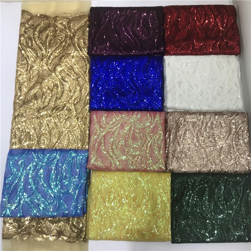 African Lace Fabric 2024 High Quality Swiss Voile Lace Embroidery France Sequins Tulle Net Fabric 5 Yards For Sewing Party Dress