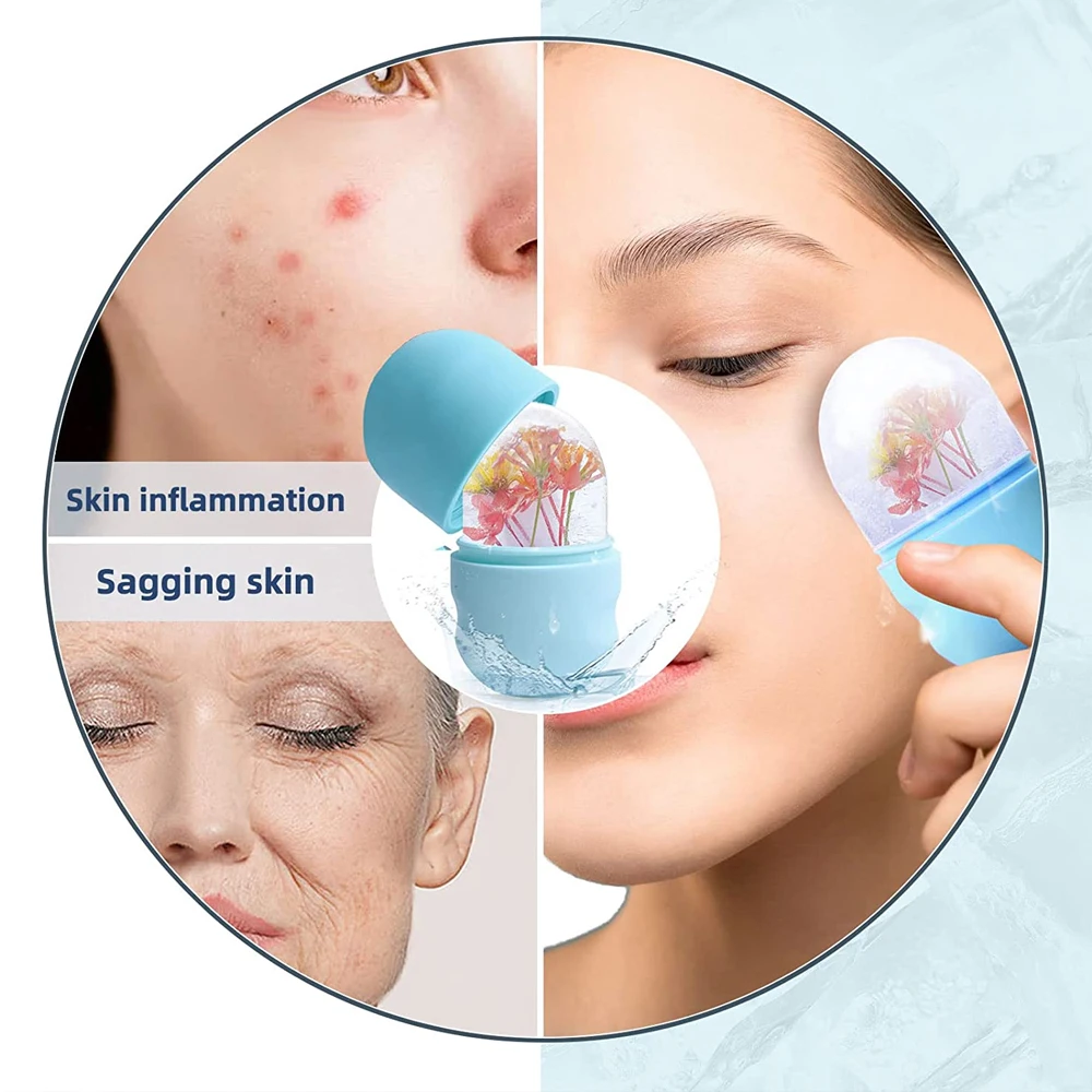 IJsroller voor gezicht, ogen en nek IJsblokjesvorm Schoonheid Huidverzorging Gua Sha Tools Verheldert de huid Herbruikbare gezichtsbehandelingshulpmiddelen