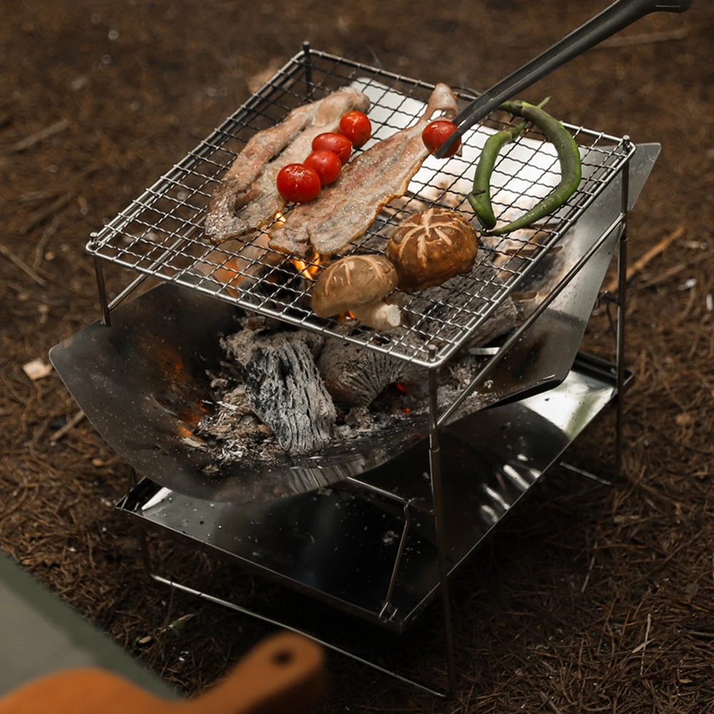 Bonfire Stand Portable Camping BBQ Grill Folding Outdoor Wood Burner Stainless Steel Campfire Stove for Outdoor Backyards