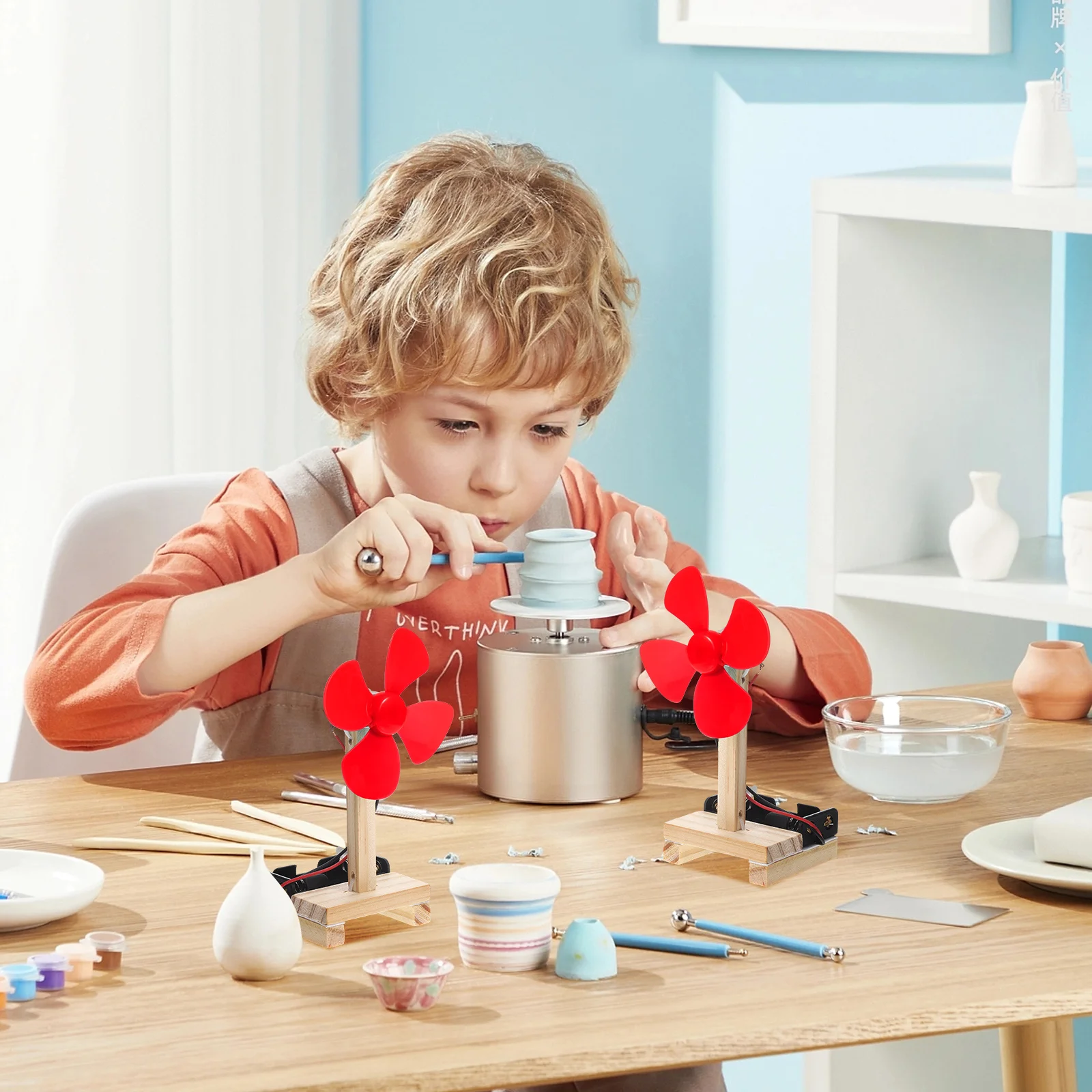 6 مجموعات اليدوية مروحة الحرفية عدة الخشب طاحونة مولد DIY مشروع للأطفال مروحة كهربائية الجمعية العلوم كيت متعة التعلم