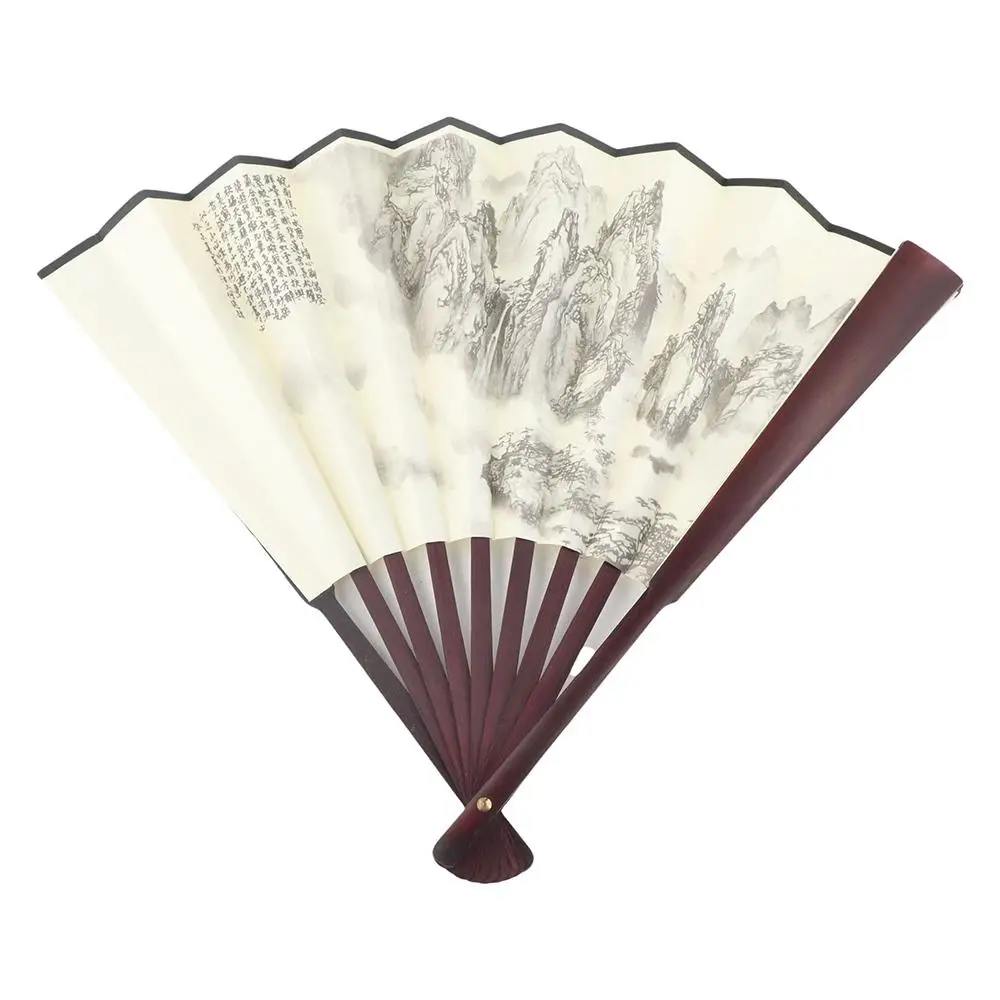 Éventail pliant rétro en bambou, style chinois, accessoire photo pour mariage, fête, danse, artisanat, décoration intérieure