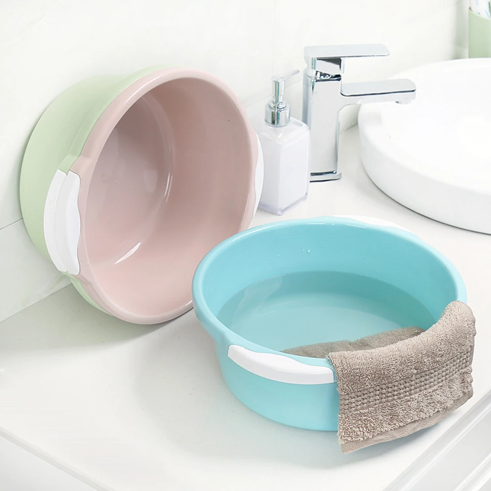 

2 Pcs Plastic Washbasin Household Multipurpose Anti Lightweight Basin for Bathroom Kitchen Face Foot Washing Gift