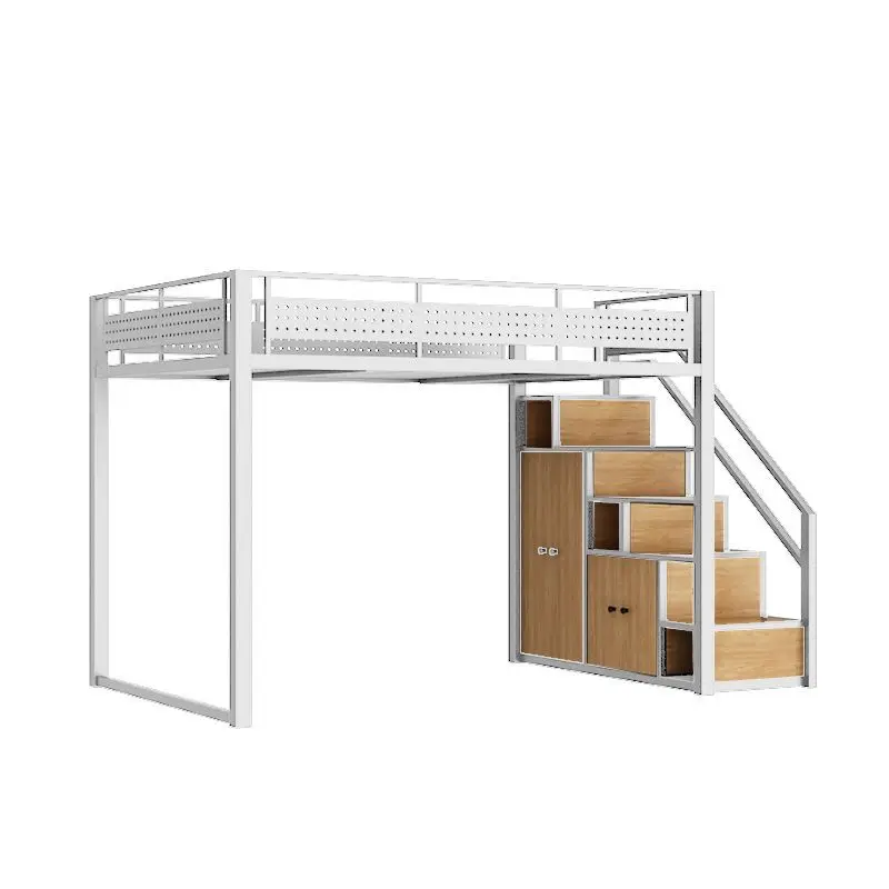 Elevated bed Multifunctional single upper floor Small apartment guardrail Children's slide Thickened bed and table