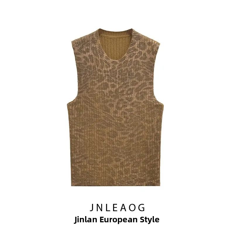 

JNLEAOG осенний новый женский модный животный принт металлизированная фольга дизайн Sense из полиэфирного волокна U-Neline универсальный жилет