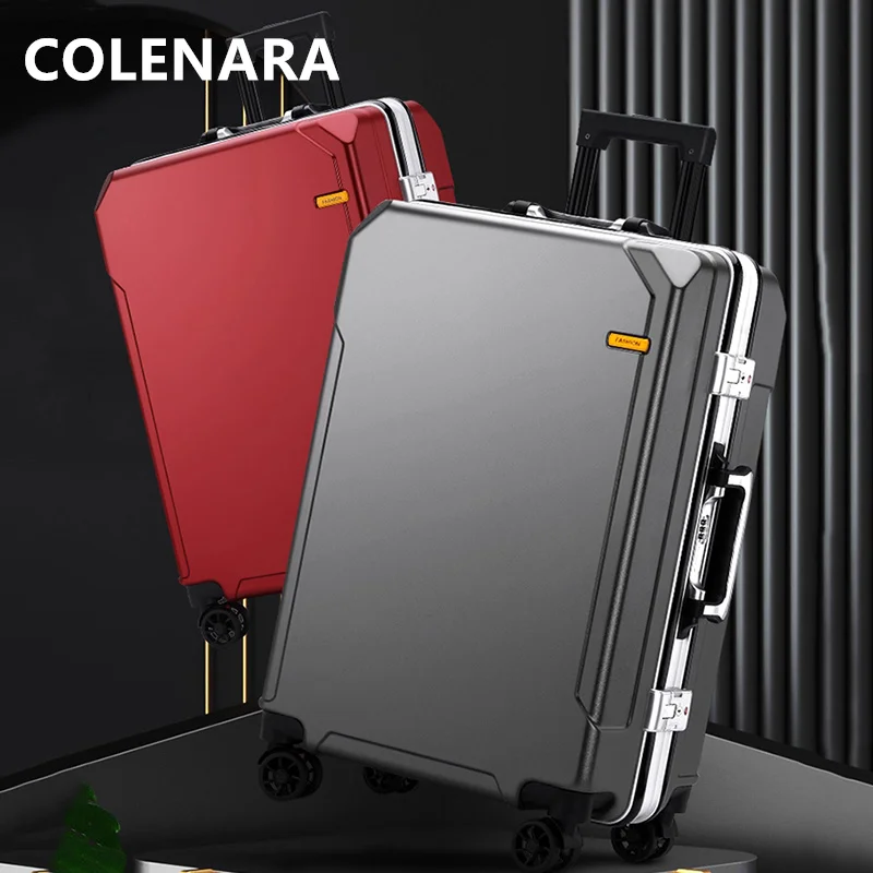 COLENARA Cabin Suitcase Men's Business Boarding Box Women's Aluminum Frame Trolley Case 20