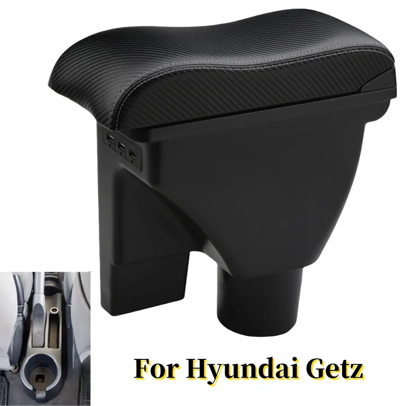 

Для Hyundai Getz автомобильный подлокотник ящик для хранения в салоне автозапчасти кожаный подлокотник центральная консоль для хранения USB светодиодный аксессуар