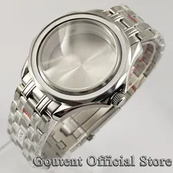 Goutent 41mm Steel Silver Sapphire Watch Case Strap Fit NH35 NH36,DG2813/3804 Miyota 8215 821A ETA 2836 2824 PT5000 Movement