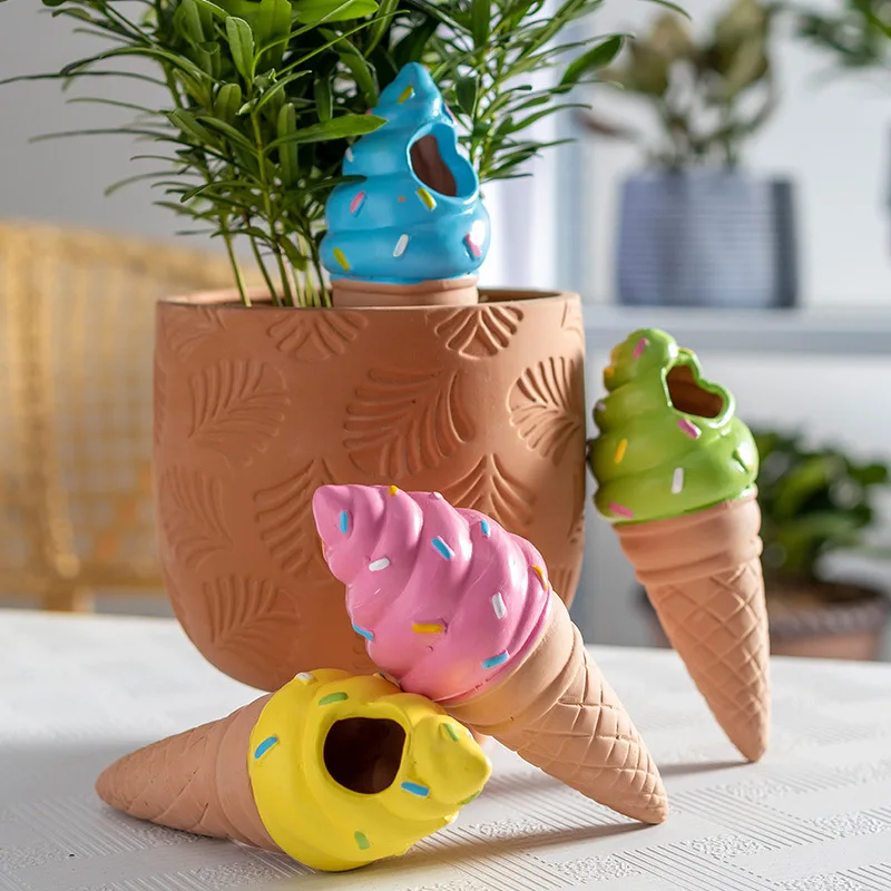 

Terracotta Self Watering Spikes, Ice Cream Self Watering Planter Insert, Vacation Plant Slow Release Watering Devices for Plants