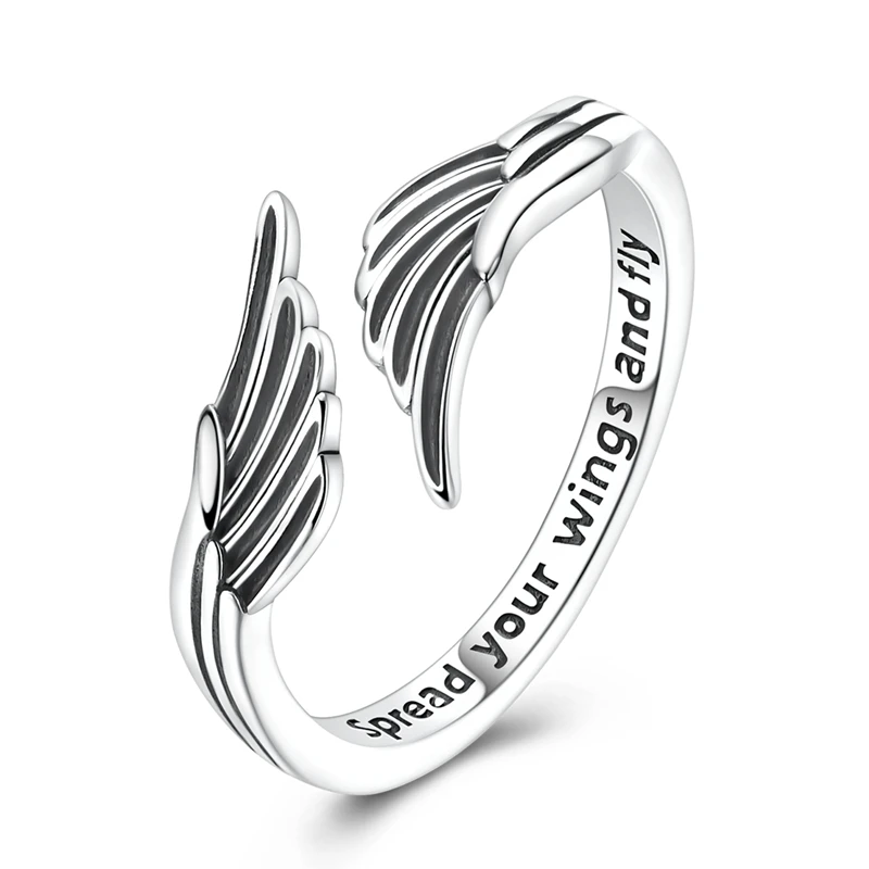 

Original 925 Sterling Silver Angel Wings Open Rings For Women Girls Jewelry Birthday Anniversary Gifts