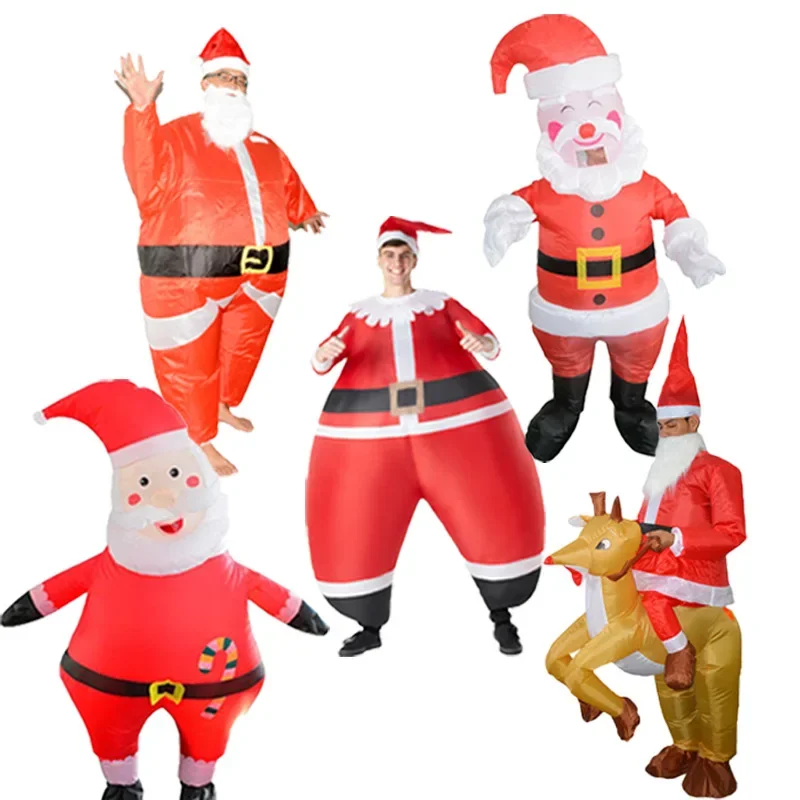 Adulto crianças natal papai noel traje inflável terno festival carnaval festa atmosfera traje surpresa mascote roupas novo