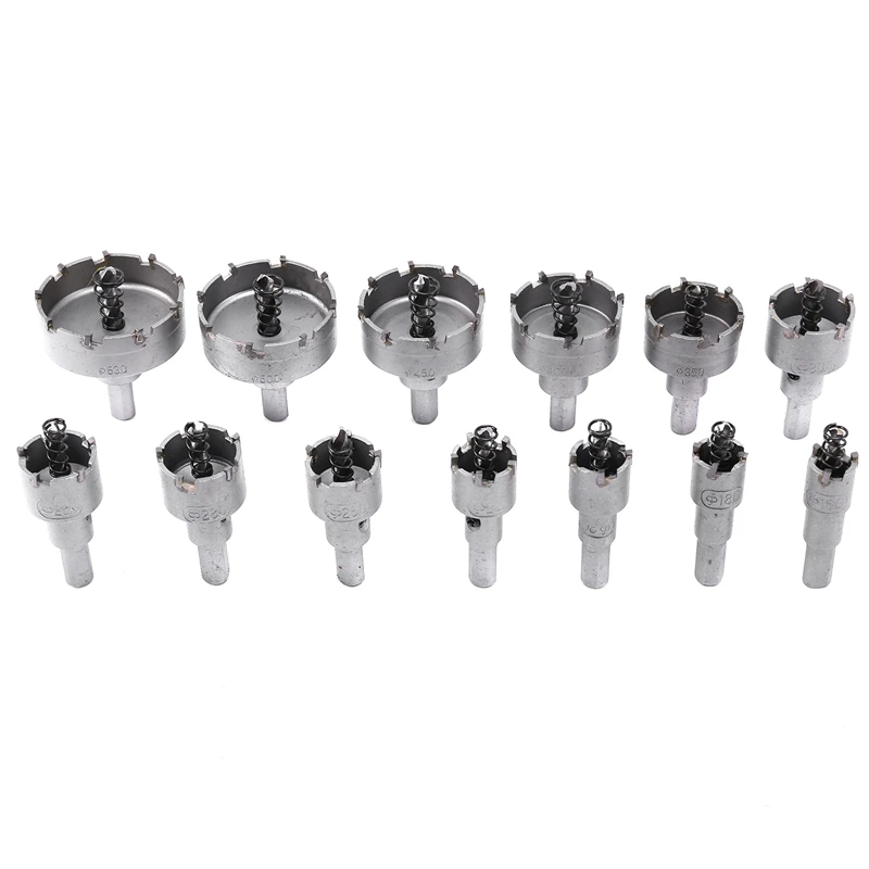 

A96I-13Pcs Drill Bit 16-53Mm Hole Saw Set Carbide Tipped Wood Metal Core Drill Bit Hole Saw Cutter