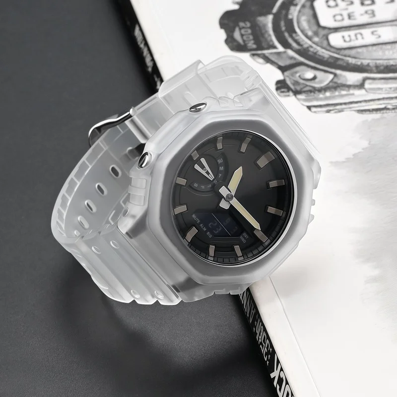 สายเรซิ่นสำหรับนาฬิกา Casio Farm Oak GA-2100 GA-2110  พร้อมเคสกันกระแทก  สำหรับนาฬิกา gshock ga2100