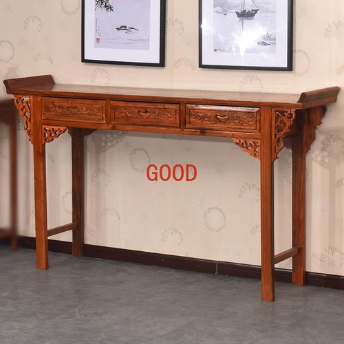 

Chinese Stripe Table Household Buddha Shrine Solid Wood with Drawer Altar Console Tables Elm Warped Head Altar