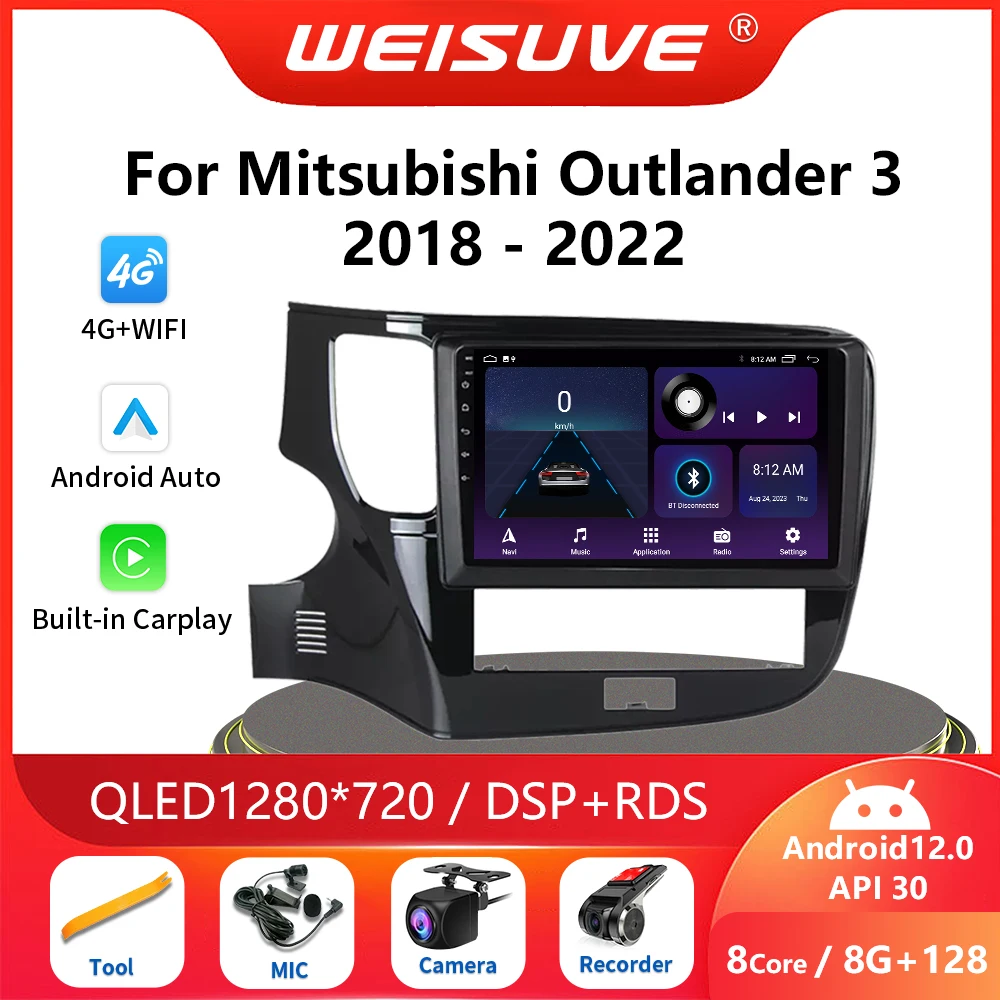 

Автомагнитола 2DIN на Android 13 для Mitsubishi Outlander 3 III GF0W GG0W 2018-2022, мультимедийный видеоплеер, навигация GPS