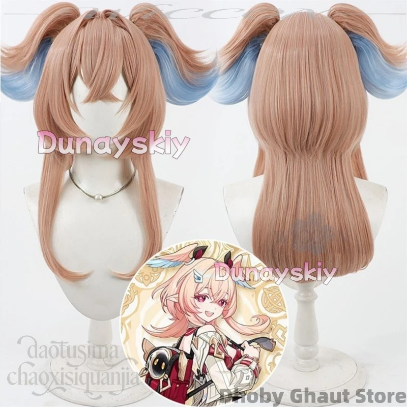 

Anime Game Genshin Impact Cosplay Linnea Kawaii Twin Ponytails Blue Highlights Wigs Sweet Cute Y2K Jirai Kei Girl Synthetic Hair