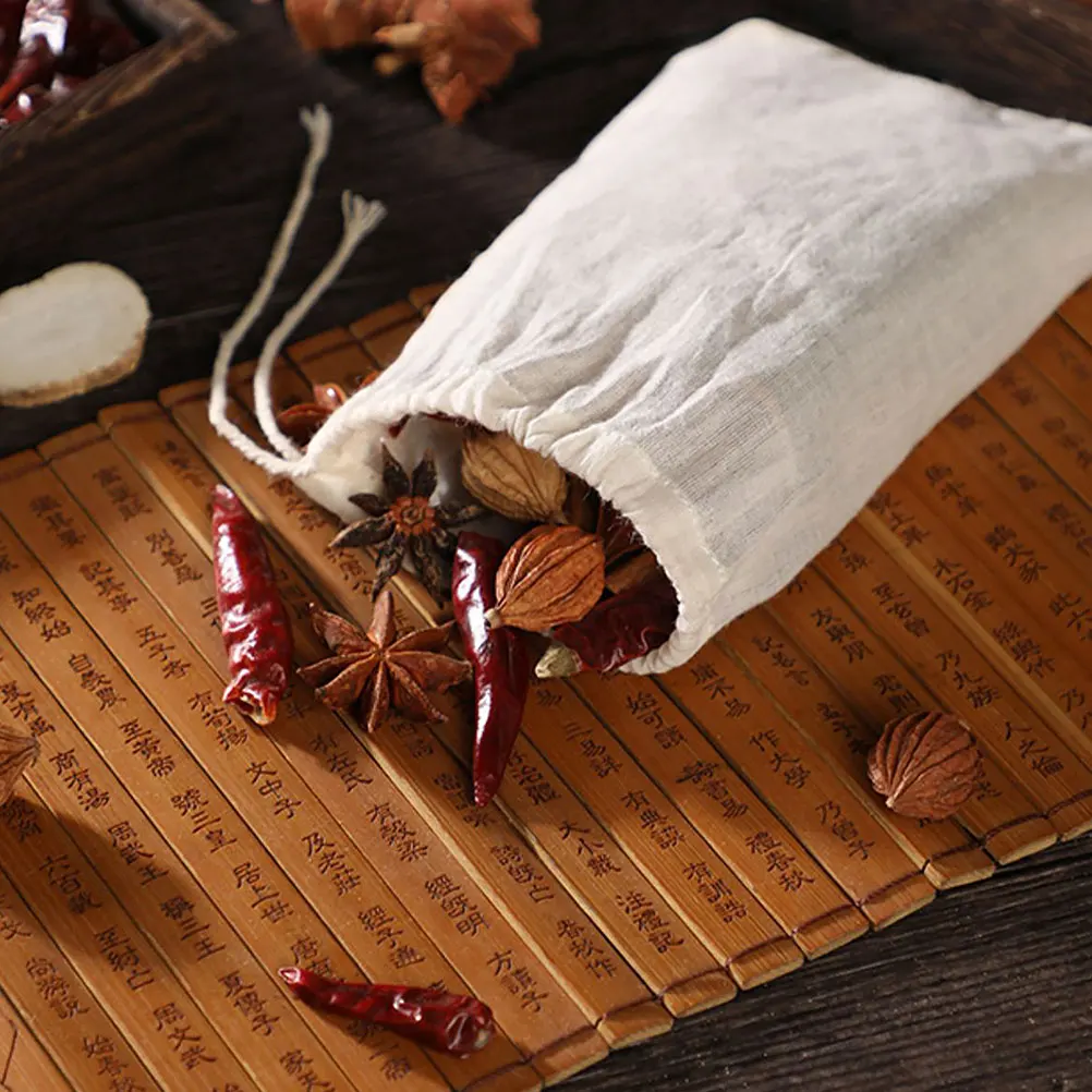 

10 Pcs Filter Bags Reusable Drawstring Strainer Sachets 18x20cm for Soup Coffee Spices Broth Reusable Filter Bags