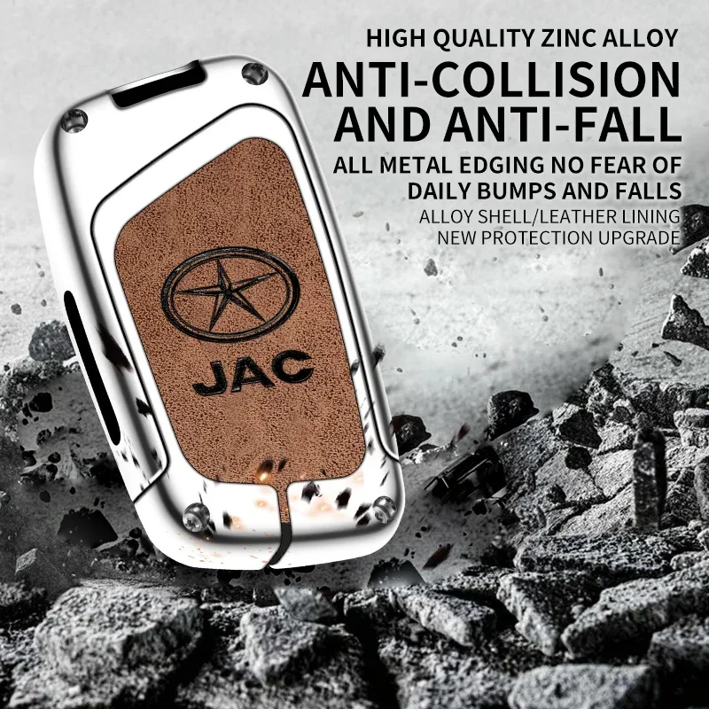 New Zinc Alloy+Leather+TPU Car Remote Key Bag For JAC HUNTER Pickup IEVS4 IEV7S Refine S4 S7 A5 Accessories