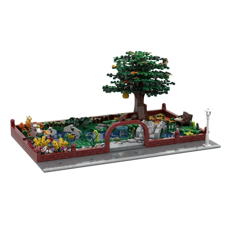 Street View Model MOC Building Bricks Active Area Pond Park Green Modular Technology Gifts Holiday Assemble Children Toys Suit