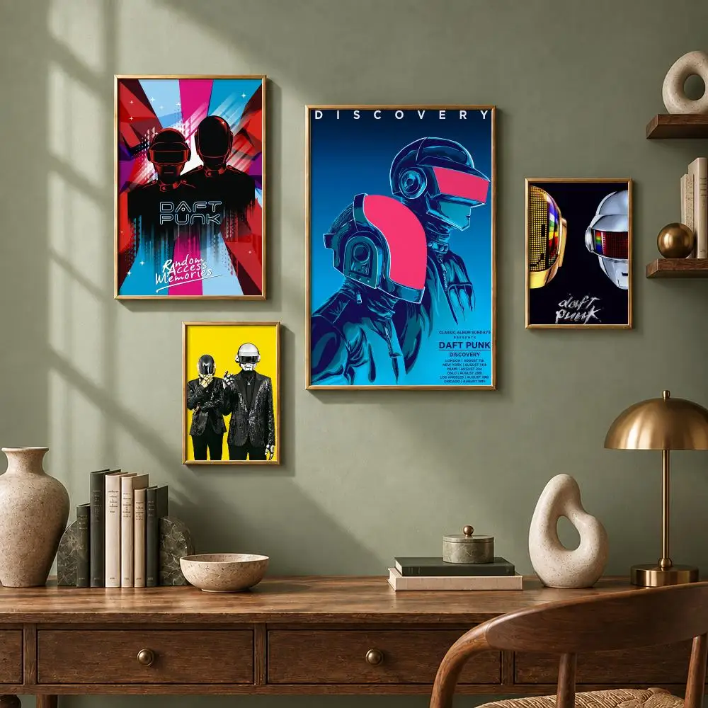 Retro Band D-Daft PunkS Poster HD Self-Adhesive No Residue After Removal Ideal for All Kinds of Wall Decor