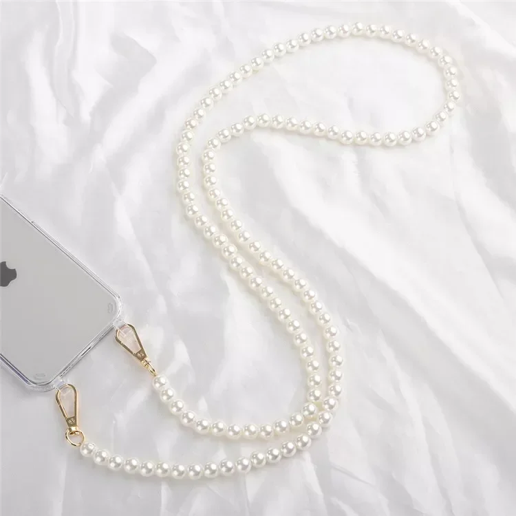 Luxuriöse Perlenketten-Umhängetasche Stoßfeste Hülle für iPhone 17 Pro Max 18 16 14 13 12 Mini 15 Plus Lanyard Acryl Transparente Abdeckung – Detail 7