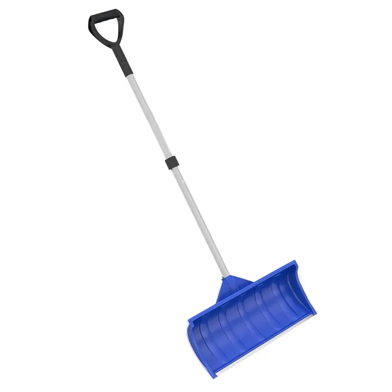 B08B-Aluminum Strip Snow Removal Plow With D-Grip Handle For Driveway Car Garage, Ergonomic Design Snow Pusher Shovel