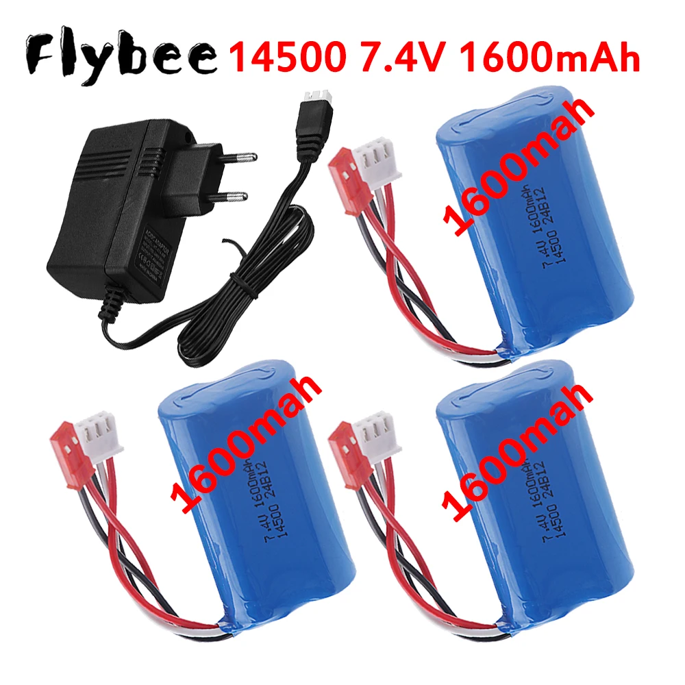 

1600mah 7.4V Lithium-ion Battery 14500 For JJRC C8801 C8808 C8809 RC Car 2S 7.4V Battery With JST PLUG An Charger sets
