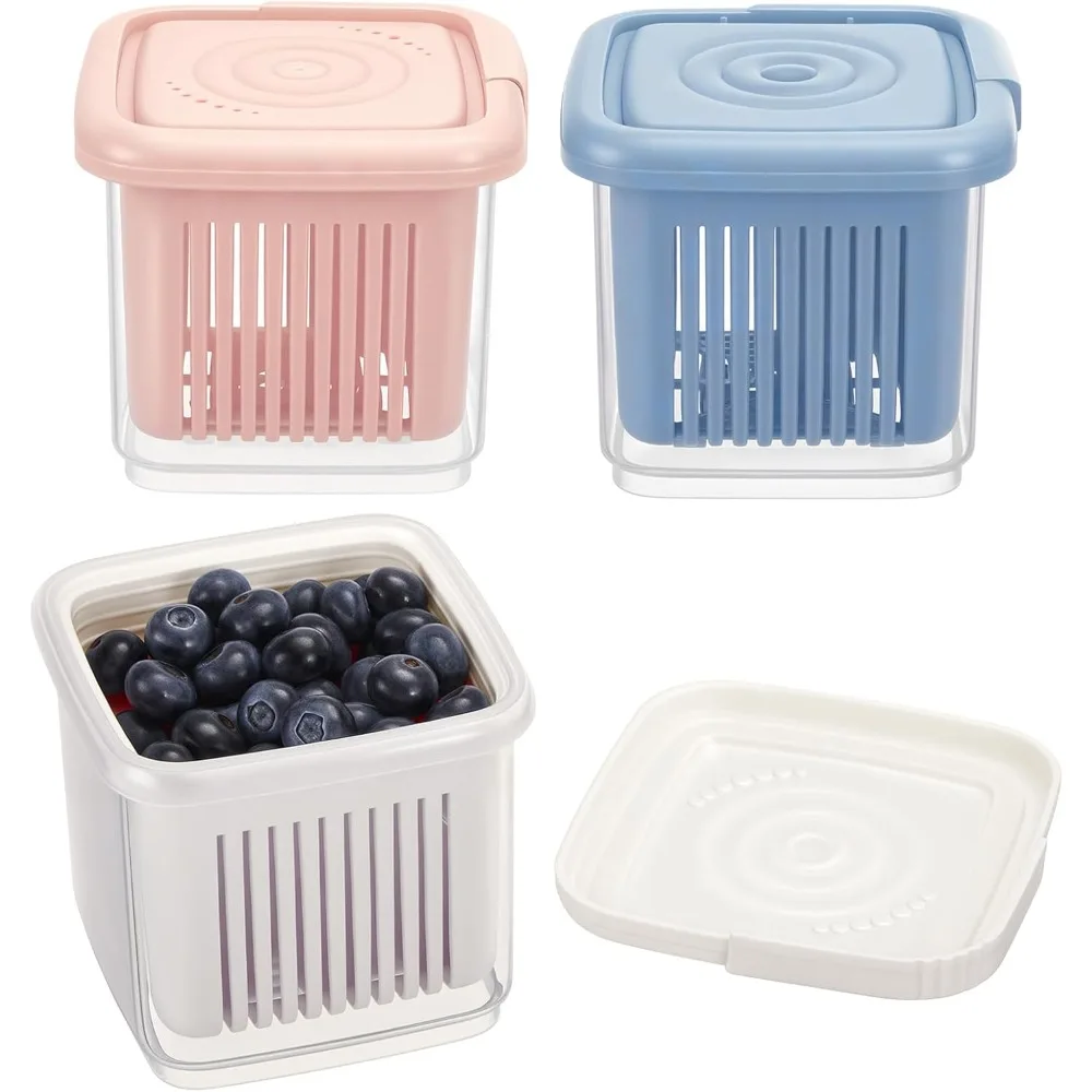 

Набор из 3 корзин и дуршлаг с ягодами, миска для ягоды на 1 литр с отверстиями, квадратные кухонные корзины с фруктами для холодильника, двухдюймовый дуршлаг Cute Sm