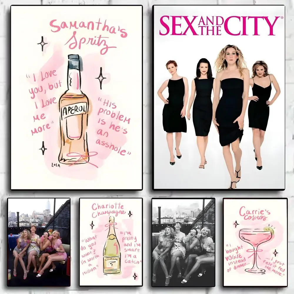 S-Sex and the City TV Movie Poster Stickers HD Waterproof Painting Wall Art for Bedroom Living Room Home Decor Decoration Gift