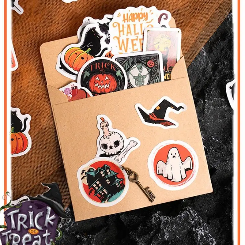 ฮาโลวีนชุดสติกเกอร์การ์ตูนอะนิเมะสมุดภาพสติกเกอร์ฟักทอง Ghost BAT Skull แล็ปท็อปสําหรับงานฝีมือ Scrapbooking