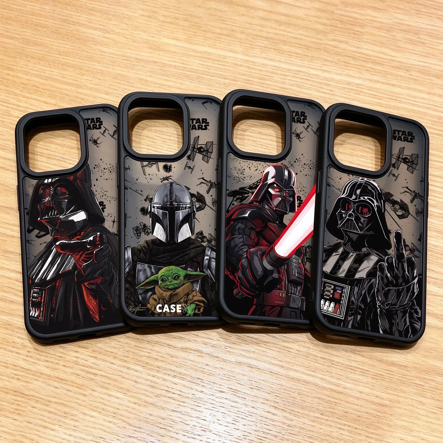 Coque de téléphone de luxe mate pour iPhone 11 12 13 14 15 16 17 18 Pro Max Plus Air, motif Star Wars, noire, antichoc