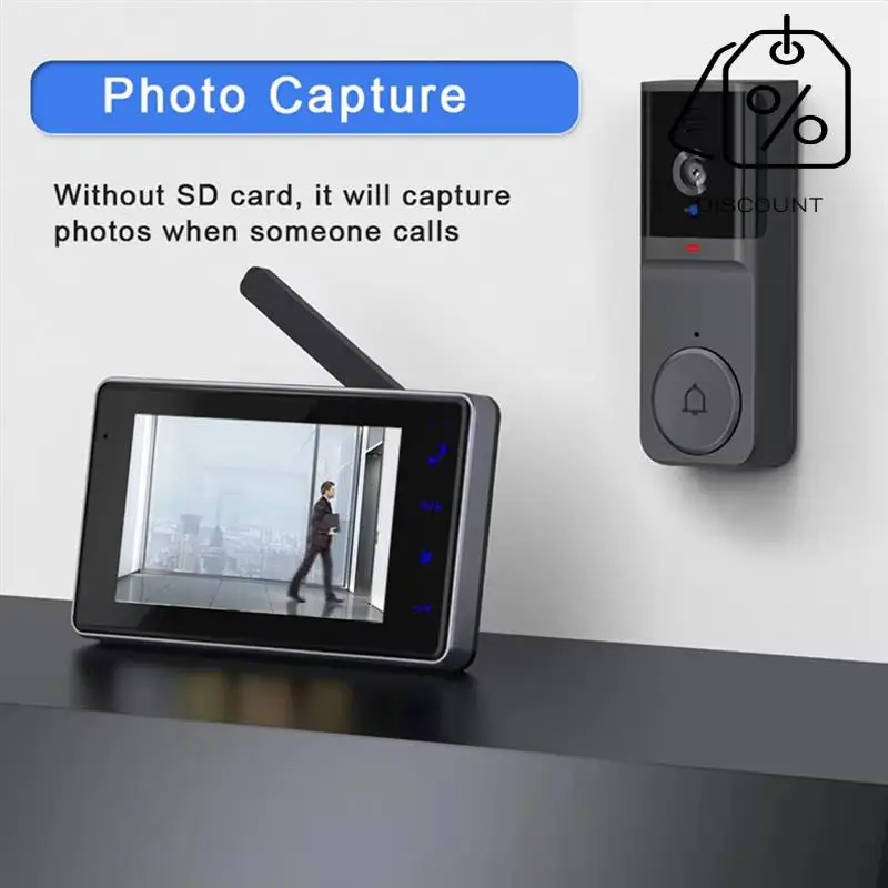 ABMF-جرس باب يتضمن شاشة عرض فيديو مع شاشة IPS 4.3 بوصة 2-Way Audio 2.4Ghz كاميرا جرس الباب لتسجيل الاتصال الداخلي المرئي مع هوائي