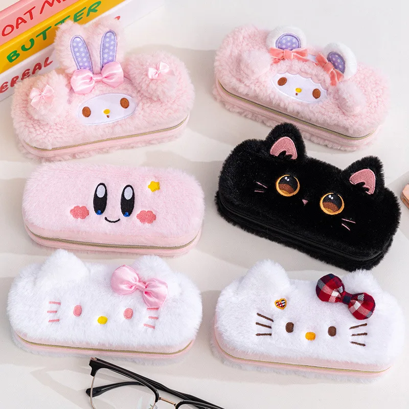 

Hot Selling Cute Plush Lamb Car Sunglasses Storage Box Portable High Appearance Level Girl Anti Fall Glasses Box