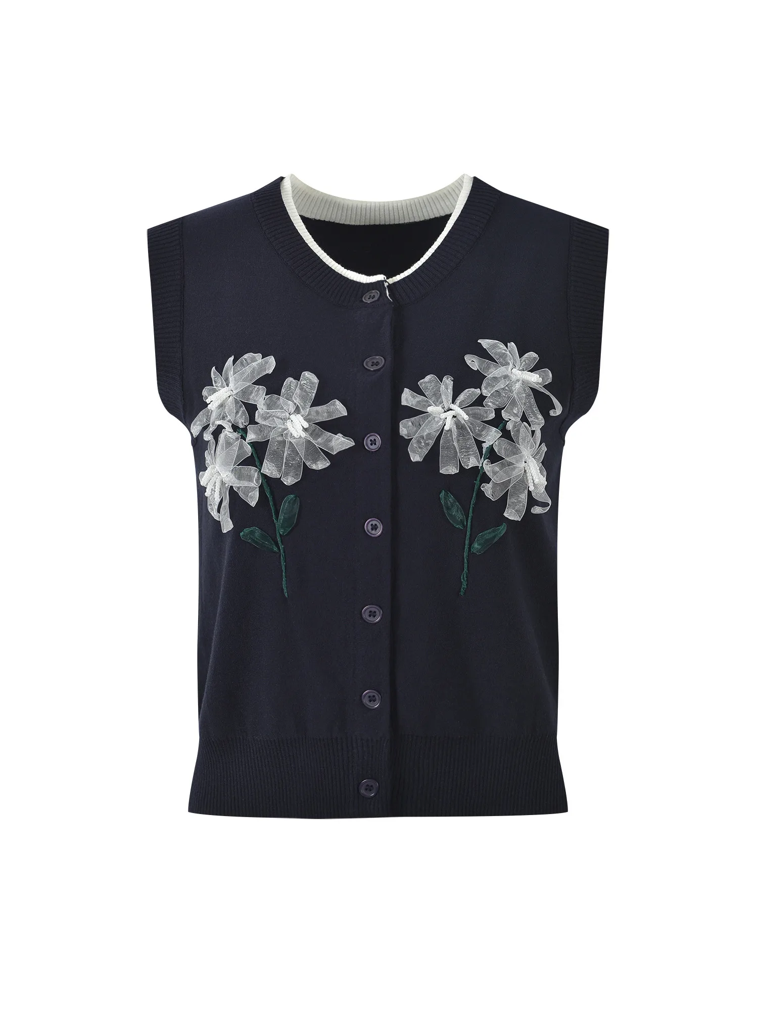 

Облегающий жилет с вышивкой Ele European Sle, вязаный открытый кардиган с цветочным узором, элитный модный женский топ...