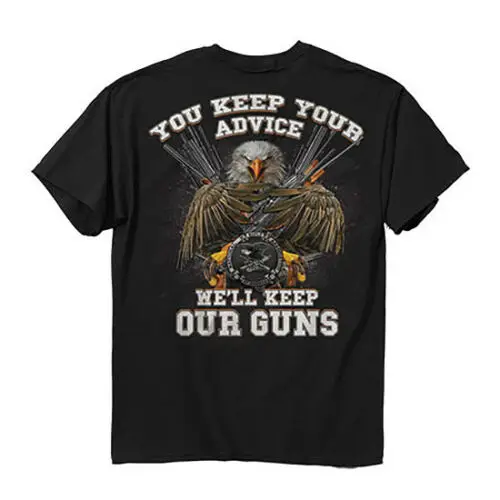 Right To Hold Gun, We'll Keep Our Guns. Patriotic Bald Eagle T Shirt 100% Cotton O-Neck Short Sleeve Casual Mens T-shirt