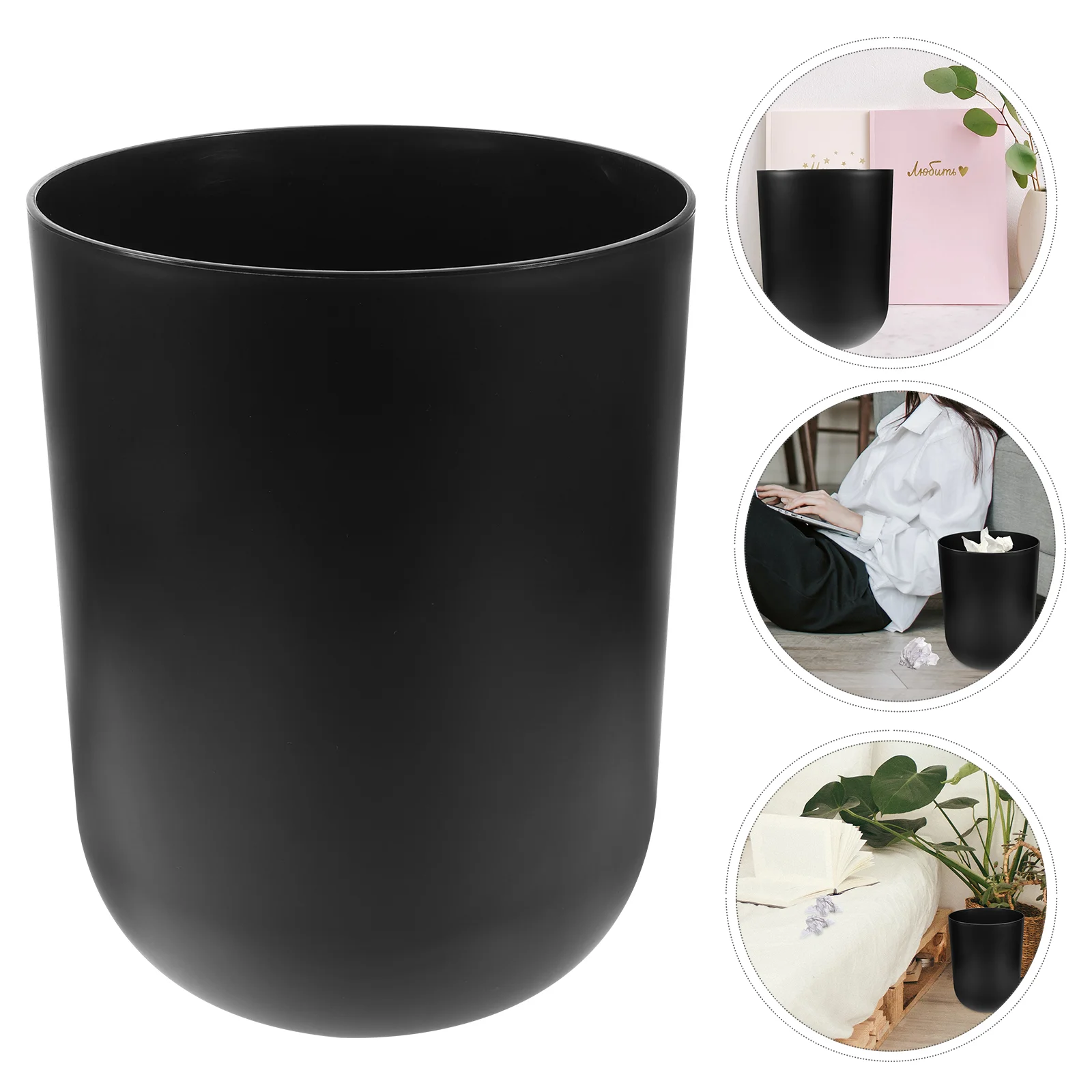 

Small Trash Can Garbage Outdoor Recycling Container Bin Black Pp Waste Storage Office Cans