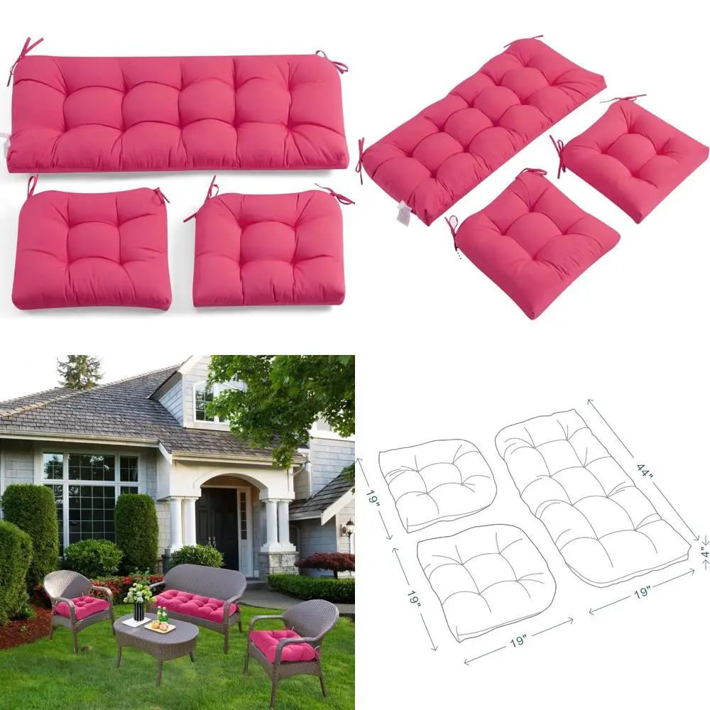 

ADLIVWYD 3-Piece Wicker Chair Cushion Set - Tufted Outdoor Cushions for Indoor and Outdoor Use, Including 1 Loveseat and 2 U-Sha