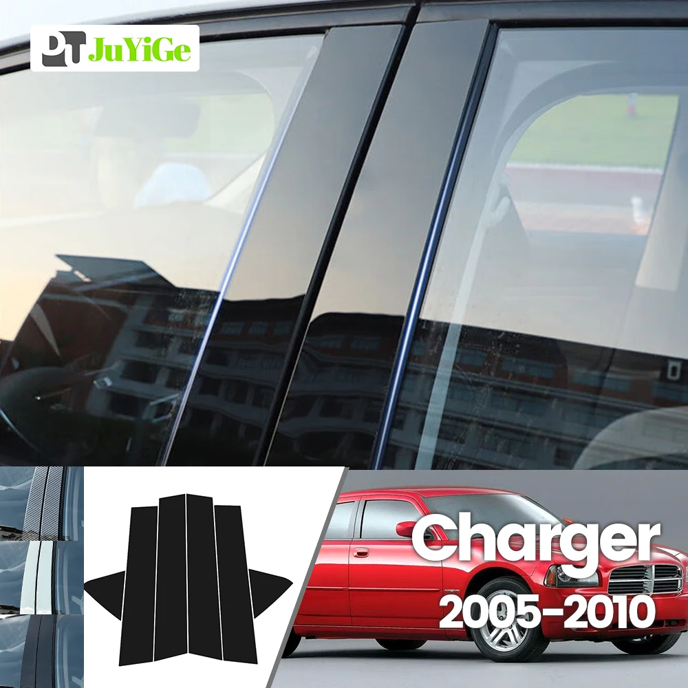 

For Dodge Charger 2005-2010 2006 2007 2008 2009 Bright Black Carbon Fibre Window Door B C Sticker