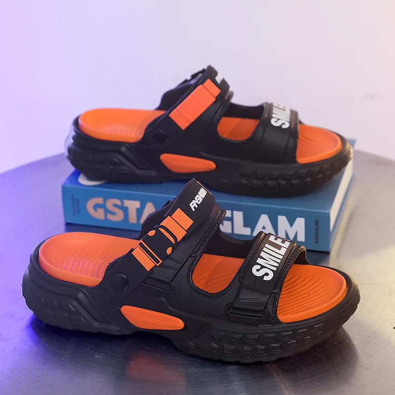 

HKDQ мужские летние непромокаемые сандалии модные уличные пляжные туфли с подушкой легкие нескользящие мужские садовые повседневные шлепанцы