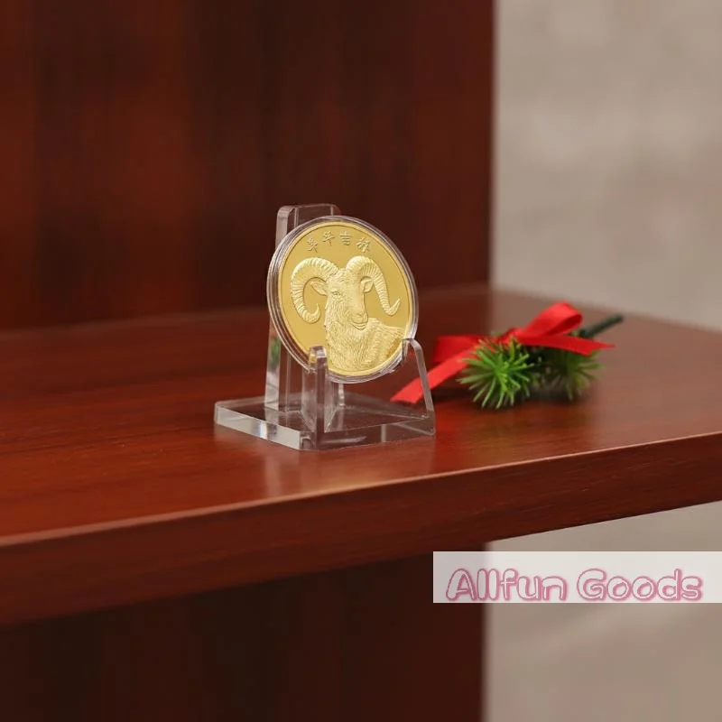 Chinese Zodiac Goat Commemorative Coin Gold Plated Iron Material Exquisite Pattern Collectible Souvenir for Travel Souvenir Gift