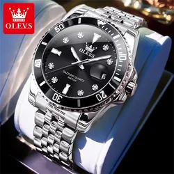 OLEVS-reloj analógico de cuarzo para hombre, cronógrafo de pulsera clásico con bisel y rotación unidireccional, marca de lujo, a la moda