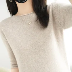 2022 women's casual cashmere one neck roll half sleeve Pullover solid cashmere sweater women's curled soft comfortable Pullover