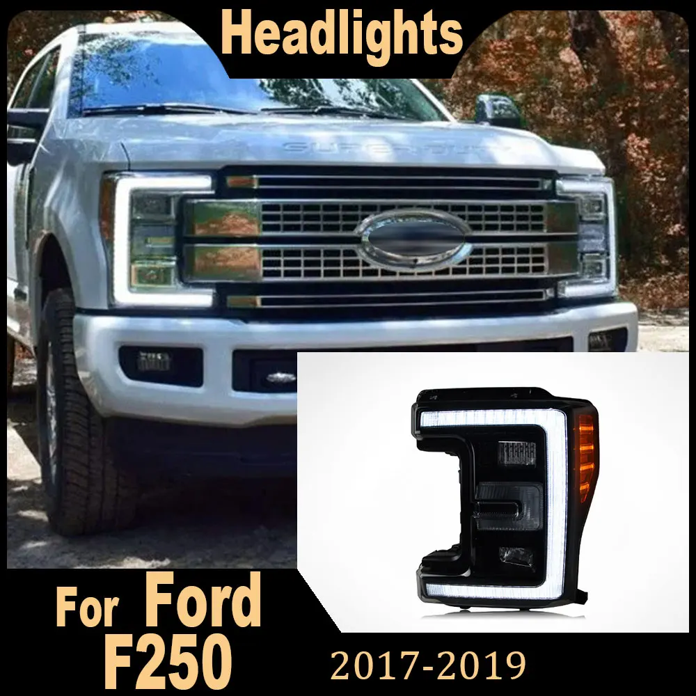 2Pcs Car Head Lamp Ford F250 2017 2018 2018 modification full LED Headlight assembly Projector Lens DRL  Automotive Accessories