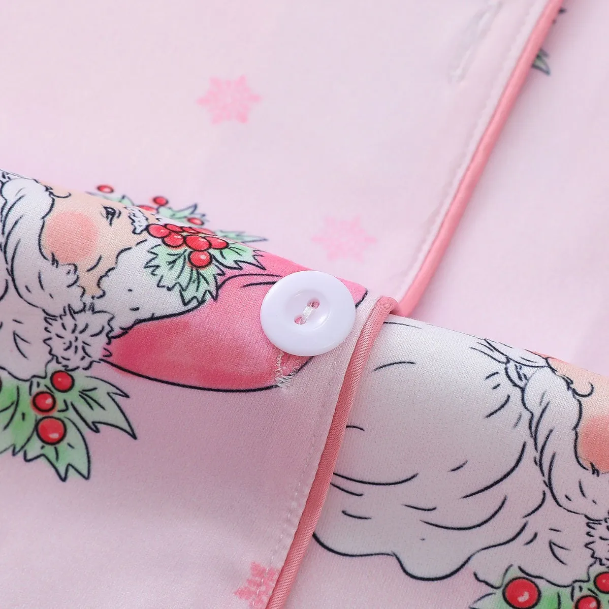 Ensemble pyjama père noël pour femmes, chemise de nuit rose, manches longues, hauts et pantalons, vêtements de maison, vêtements de nuit pour fête de noël, automne