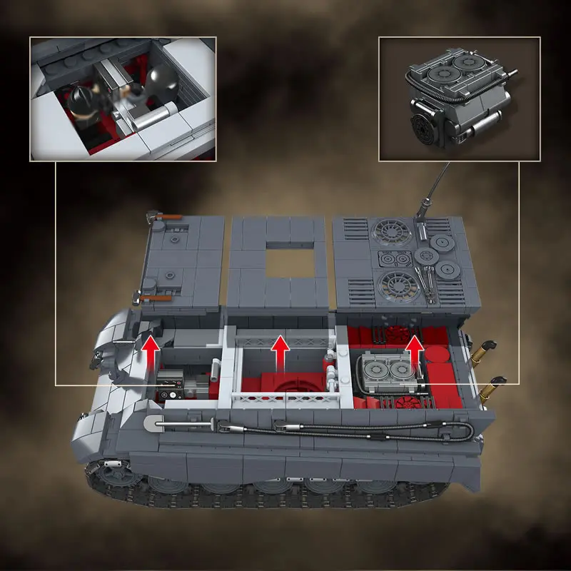 WW2 العسكرية الملك النمر دبابة ثقيلة 2 Sd.Kfz.182 الحرب العالمية الثانية اللبنات النمر الأسود مجنزرة سيارة مدرعة لعبة الصبي الطوب