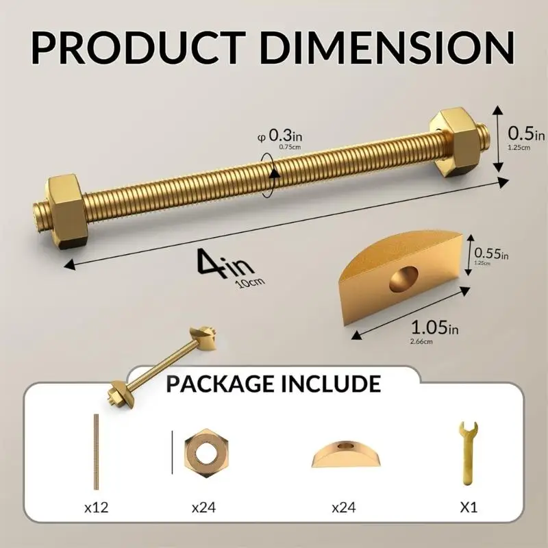 U4LA Portable Sturdy M8X100MM Konektor Set 6pcs Dengan Hexes Nut Washers Aksesori Nyaman untuk Perakitan Furnitur
