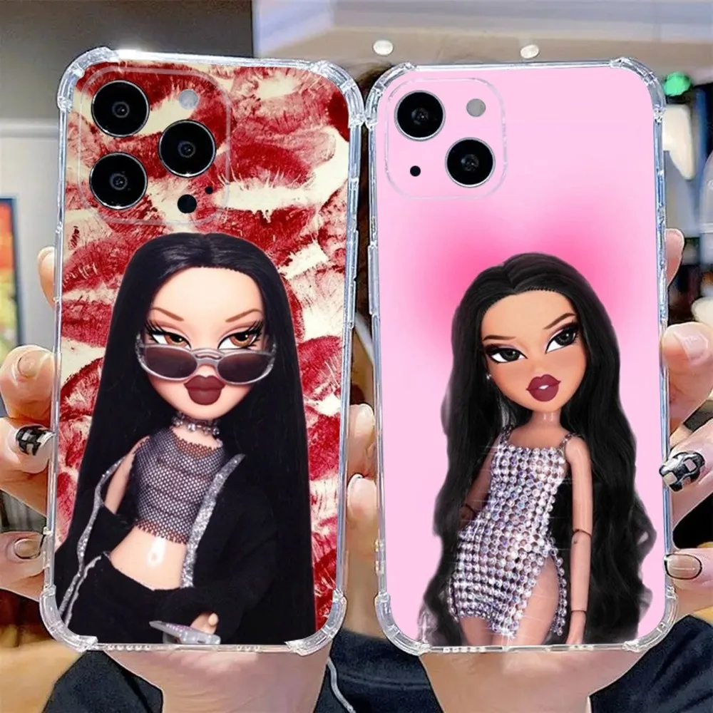 Fashion B-Bratz Doll Phone Case For iPhone 15,14,13,12,11 Plus,Pro,Max,XR,XS,X,7,8 Plus,SE,Mini Transparent Silicone Soft