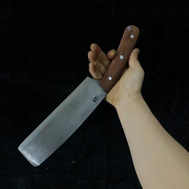 8 Cal drewniany nóż do siekacza ręcznie robiony ostrze ze stali damasceńskiej ostry toporek z maczetą Longquan nóż kuchenny duży przyrządy do mięsa drobiowego kości