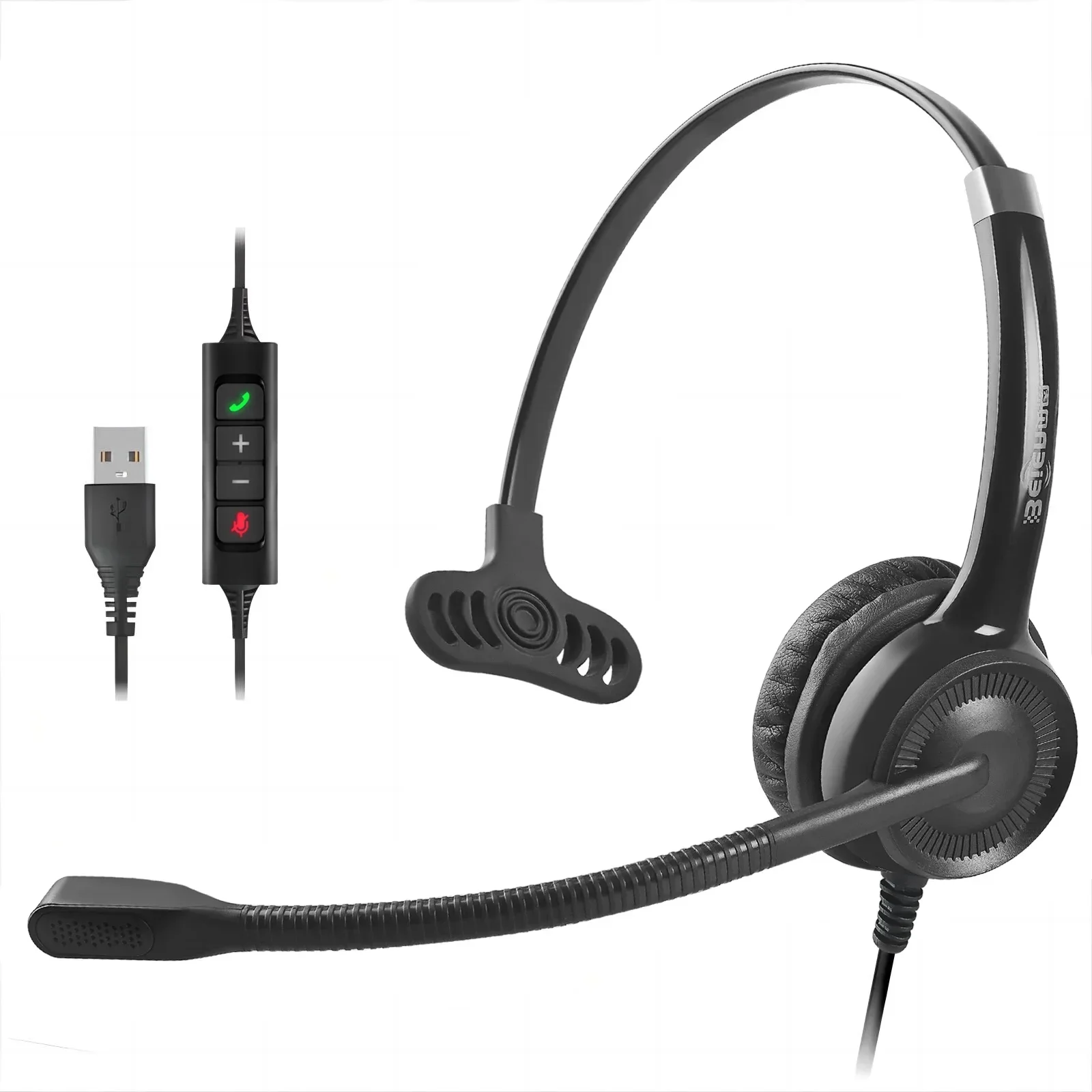 

2024 Hot Selling OEM Wired Mono Call Center Headsets USB Headphones With Microphone Noise Cancelling For Business