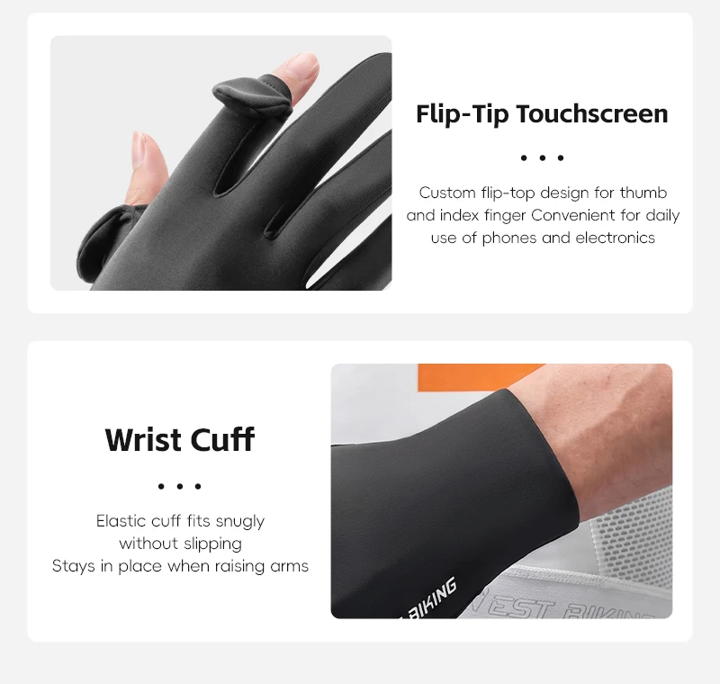 WEST BIKING Herren Fahrradhandschuhe mit rutschfester Silikonhandfläche, UPF50+, atmungsaktiv, Sommer-Flip-Finger-Touchscreen-Fahrradausrüstung – Detail 12
